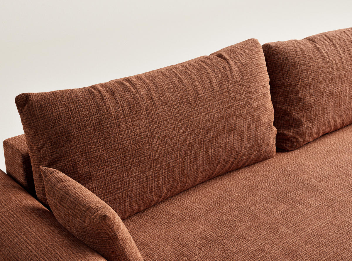 SOFA MIT SCHLAFFUNKTION Toluca Kupferfarbe Chenille-Stoff - Schwarz/Kupferfarben, Holz/Holzwerkstoff (247/69/104cm) - Maison de Reve