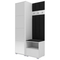 GEPOLSTERT Garderoben-Set Nela I LUX (Spiegel – Farbe Weiß + Stoff Trinity 16) - Silberfarben/Schwarz, Holz/Holzwerkstoff (100/187/40cm) - Ravio