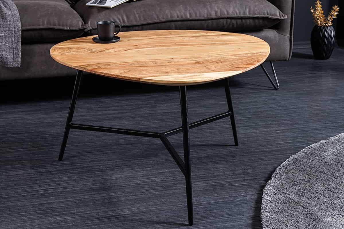 COUCHTISCH BEAUTY BY NATURE Akazie quadratisch Natur 70cm - Schwarz/Braun, Holz/Metall (70/70/42cm) - riess-ambiente