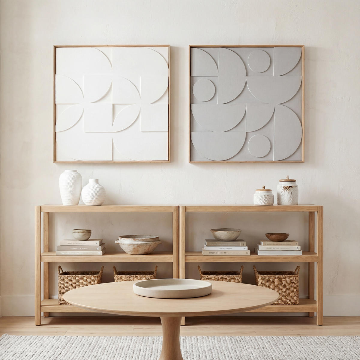 WANDDEKO-SET DE-08862 2-teilig, 3D geometrisch, 80/80 cm Weiß - Weiß, Holzwerkstoff (3.5/80/80cm) - ComfortXL