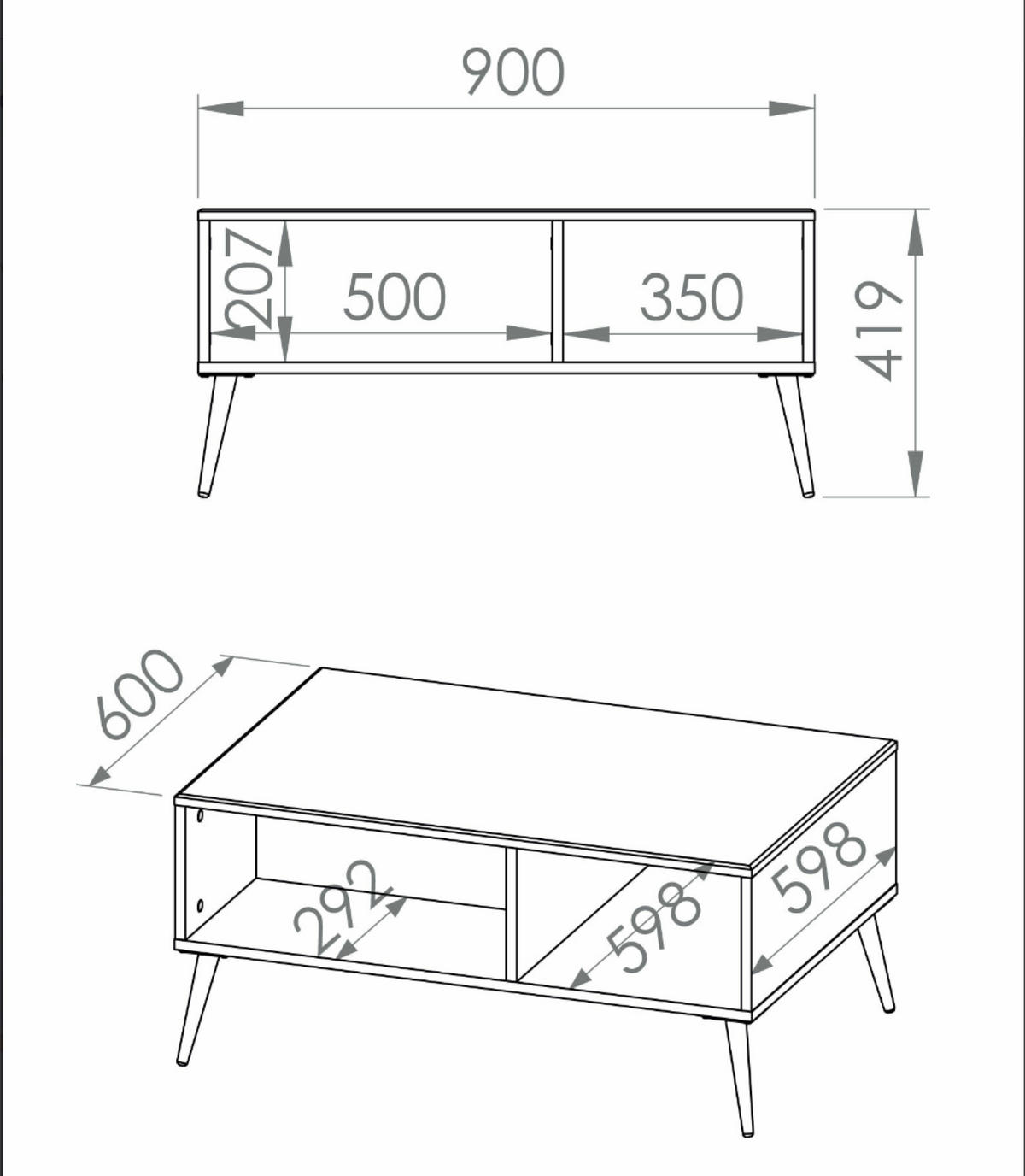 COUCHTISCH Darrby Weiß 90x60 cm - Goldfarben/Weiß, Holzwerkstoff/Metall (60/90/41.9cm) - Selsey