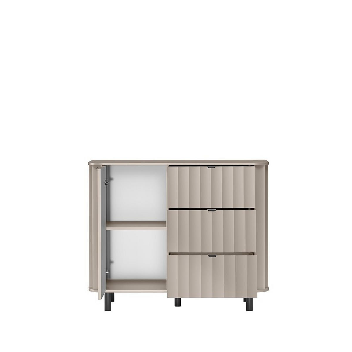 KOMMODE MODERNO 111/91/40,5cm mit 3 Schubladen 1 Türen Beige - Beige, Holzwerkstoff (111/91/40.5cm) - MASSENO