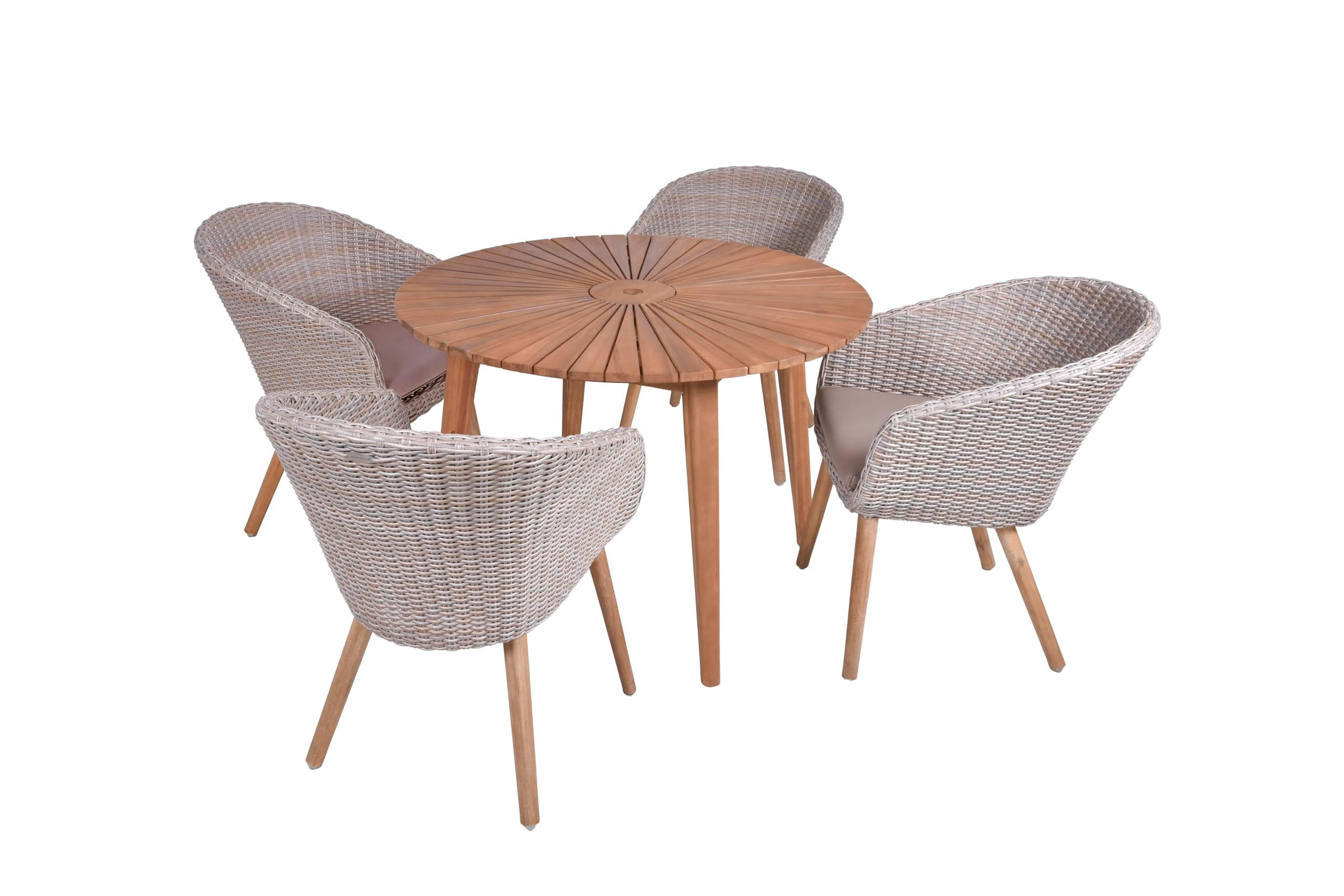 GARTEN-SITZGRUPPE Elvira 5-teilig Gartenmöbel-Set - Braun, Holz - DELUKE