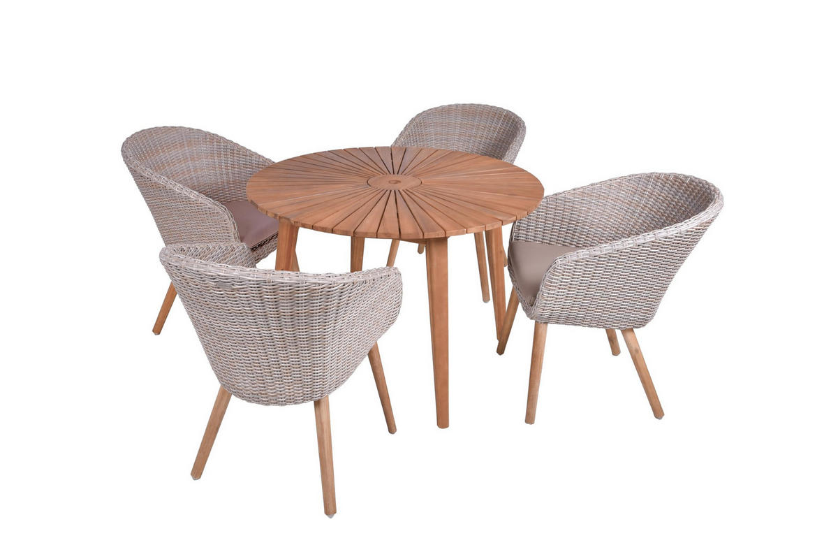 GARTEN-SITZGRUPPE Elvira 5-teilig Gartenmöbel-Set - Braun, Holz - DELUKE