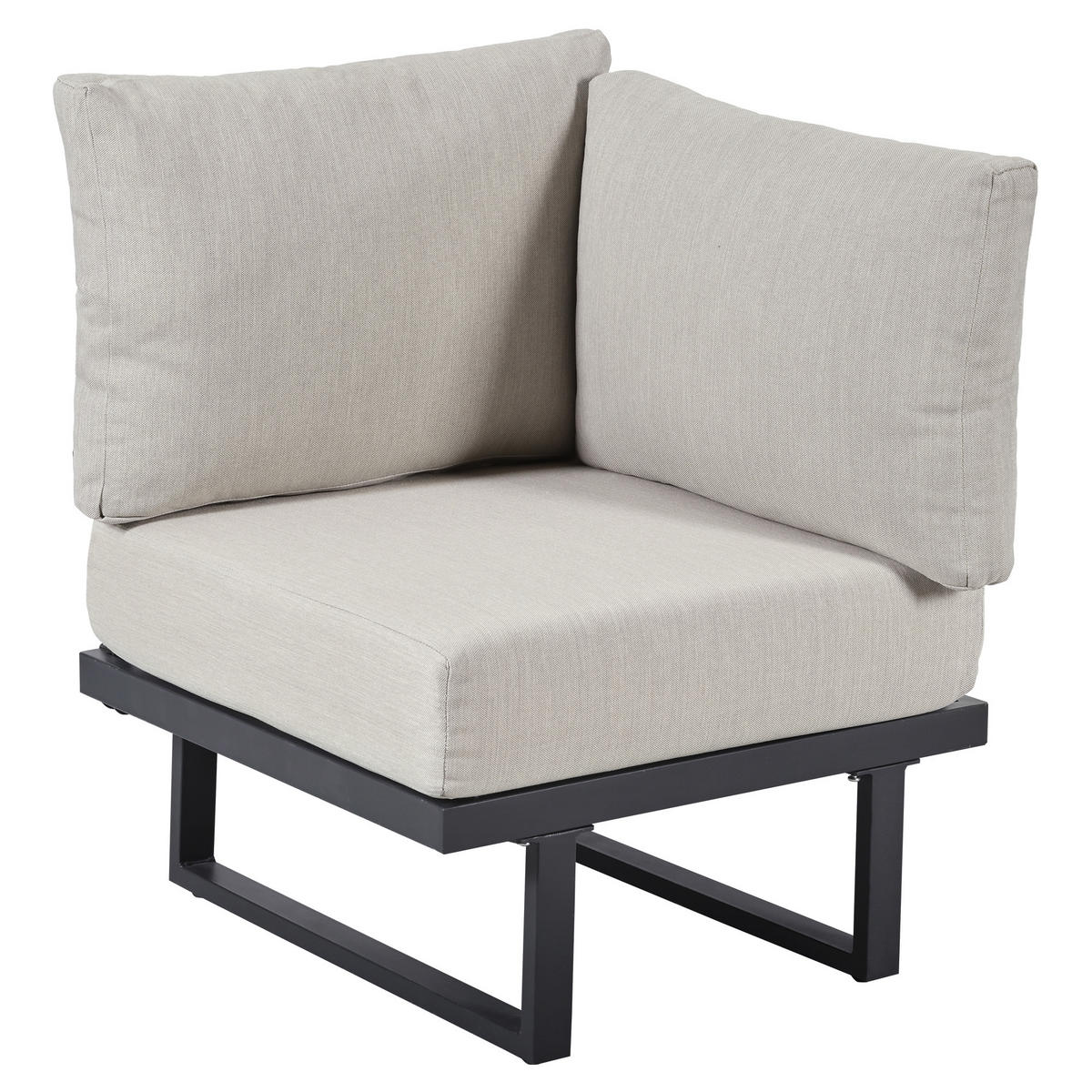 GARTENSET 180x180x68cm grau aus Stahl und Seil mit 14cm Polster - Grau, Textil - Modfu