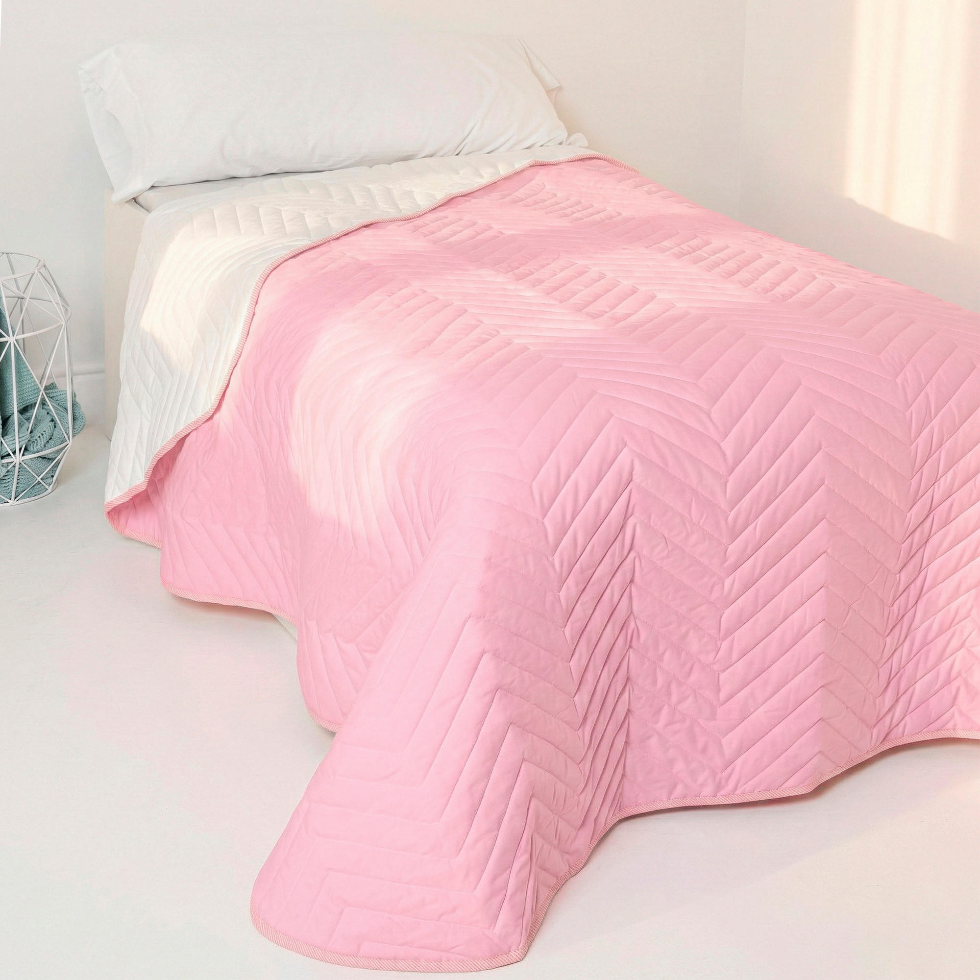 TAGESDECKE arista 200x260 cm (bett 105) rosa - Pink, Textil (200/260cm) - Happy Friday
