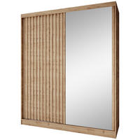 SCHWEBETÜRENSCHRANK Donatello 180/205/60 2-türig eiche Artisan mit Spiegel - Eiche Artisan, Holzwerkstoff (180/205/60cm) - Beautysofa