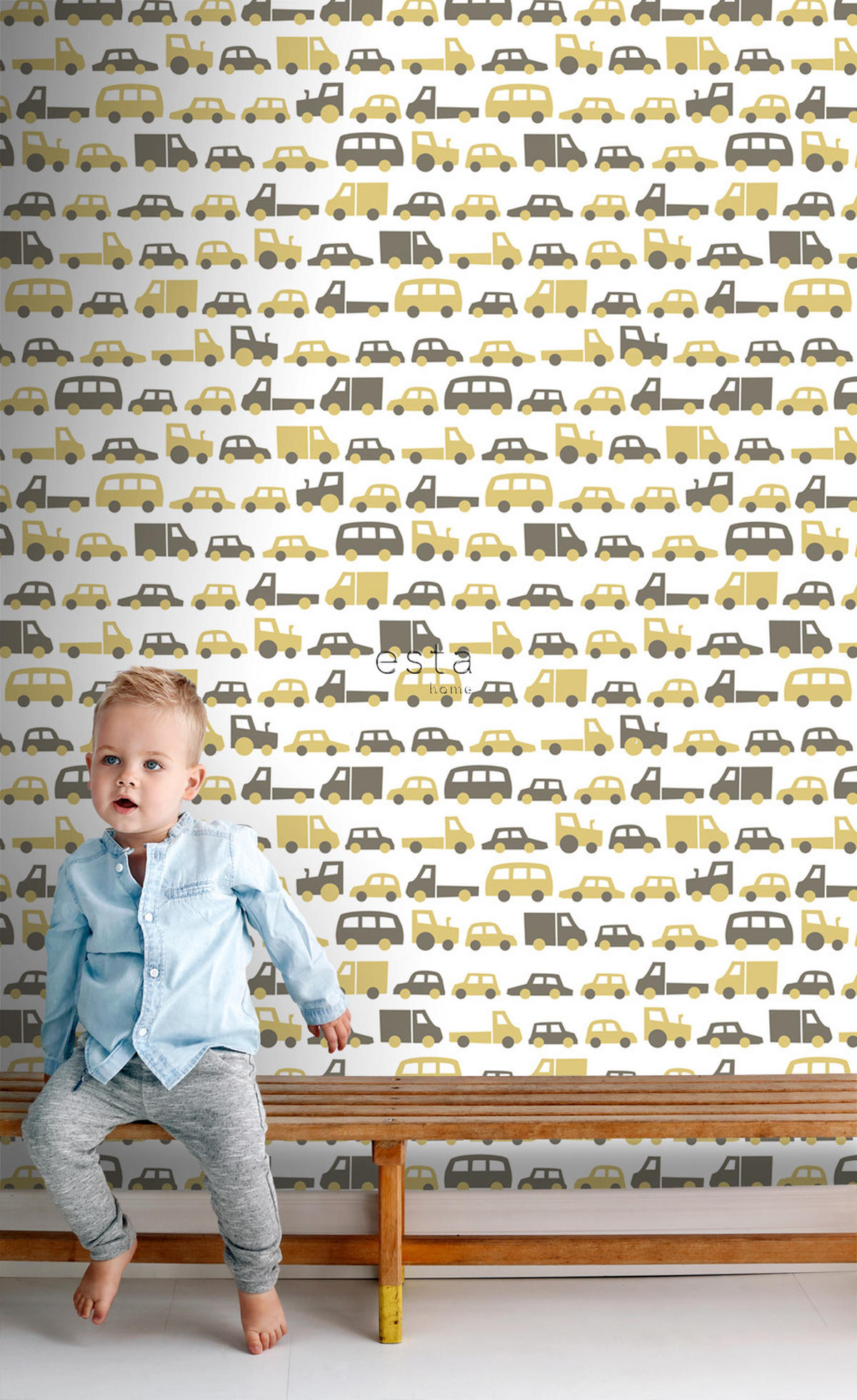 TAPETE Autos 53 cm x 10.05 m - Gelb, Papier (53/0.1cm) - ESTAhome