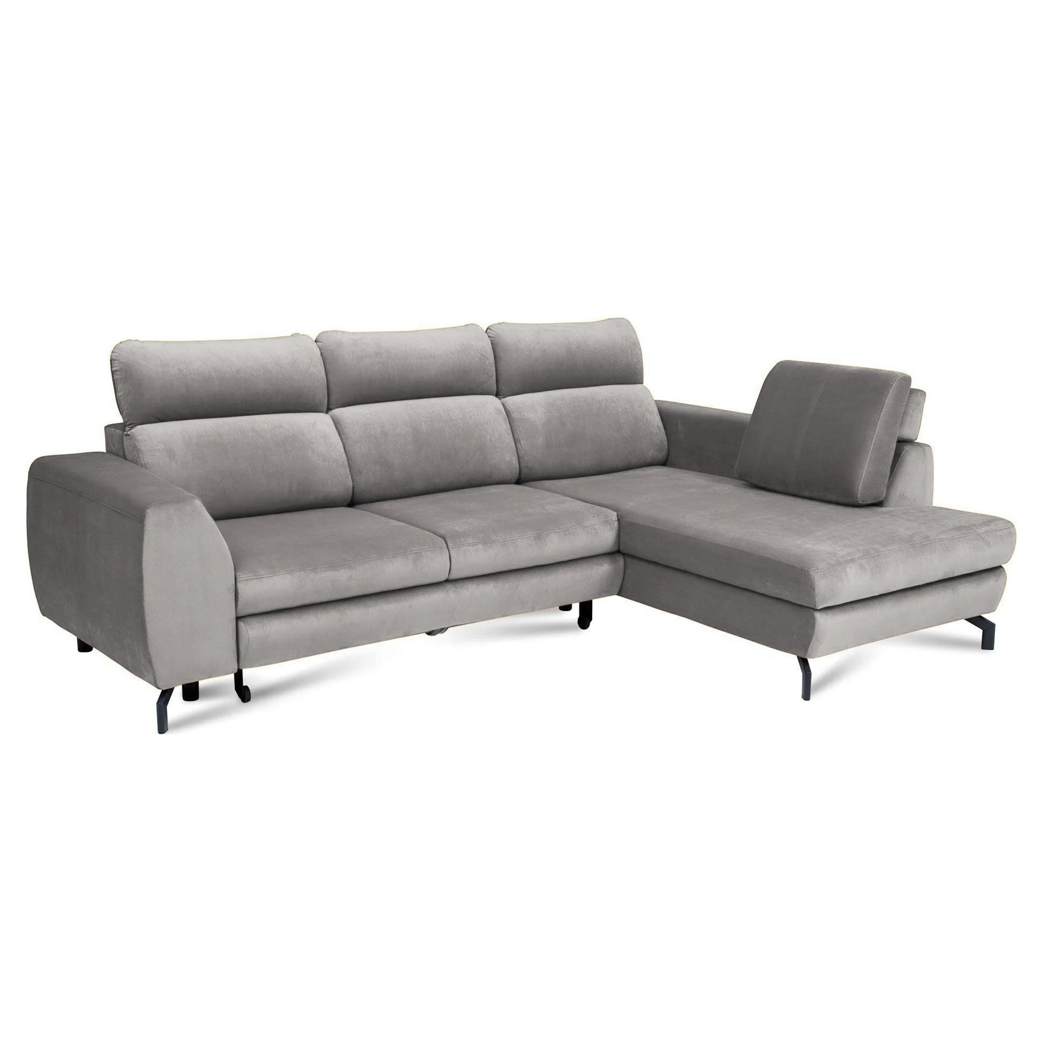 POLSTERECKE ANTE grau mit verstellbaren Kopfstützen - Grau, Textil/Metall (266/184cm) - Idohome