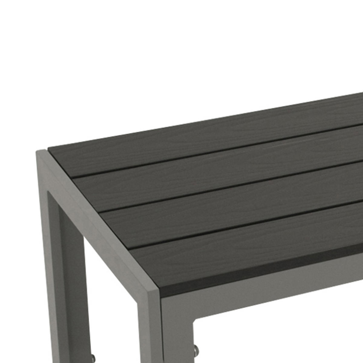 HOCKERBANK Newport -aus Aluminium silbergrau, Sitzfläche Kunstholz dunkelgrau 120x40x43 cm - Grau, Holz (120/43/40cm) - TPFGarden