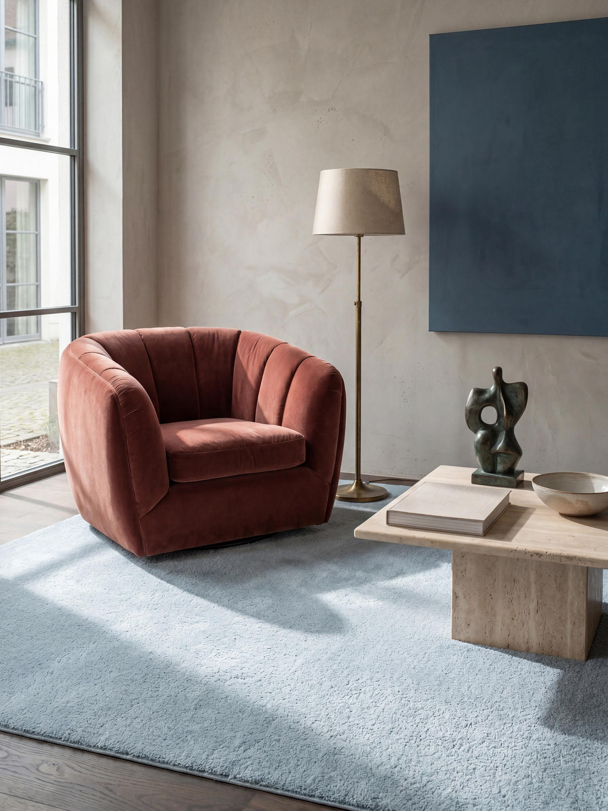 HOCHFLORTEPPICH Antirutsch Uni ALDAN Polyester Blau 240 x 340 cm - Blau, Textil (240/340cm) - KADIMA DESIGN