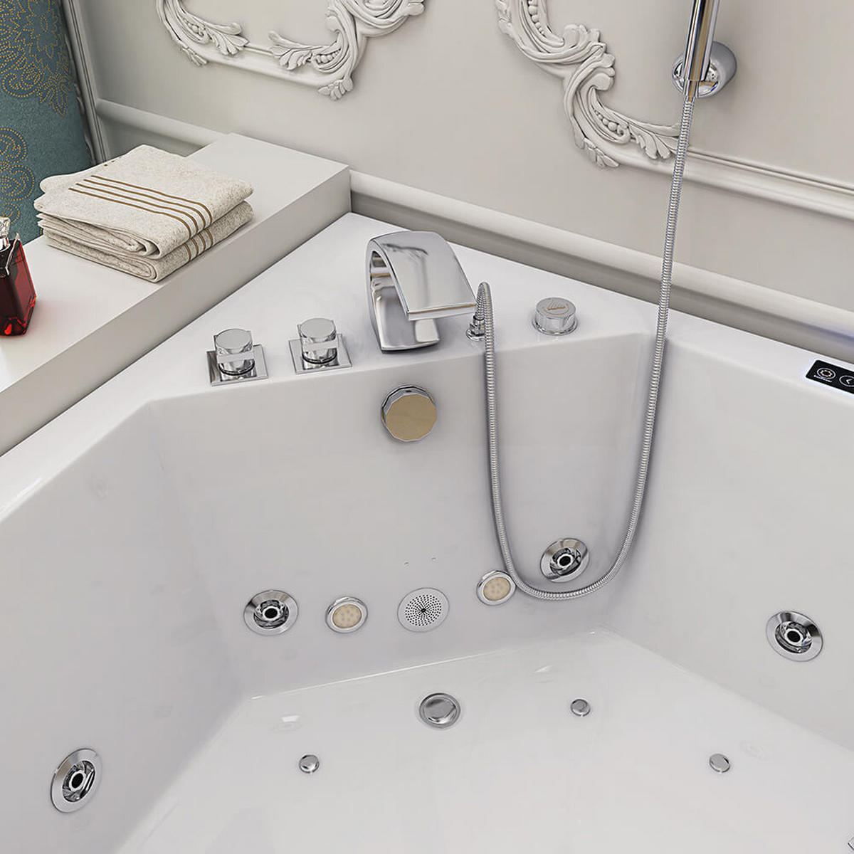 WHIRLPOOL ATLANTIC - Größe: L - Weiß, Keramik (140/64/140cm) - Home Deluxe