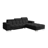 ECKSOFA mit Schlaffunktion Ottomane Rechts COMA L 271x203x79 Schwarz Velours - Schwarz, Holzwerkstoff/Textil (203/271cm) - ALTDECOR