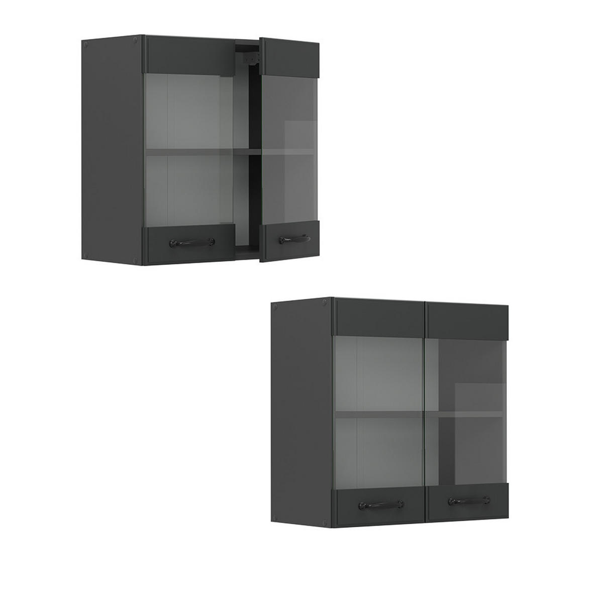 KÜCHENGLASHÄNGESCHRANK R-Line Anthrazit Landhaus 60 cm - Anthrazit, Holzwerkstoff (60/60/31cm) - Vicco