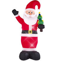 AUFBLASBARE Gartendekoration LED 225 cm Weihnachtsmann Rot Ivalo - Rot/Schwarz, Textil (120/225/75cm) - Beliani