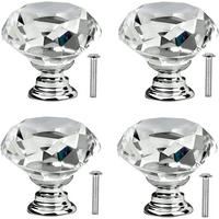 SCHRANKKNOPF Kristall 4er-Set - Transparent, Metall (3/2.5/3cm)