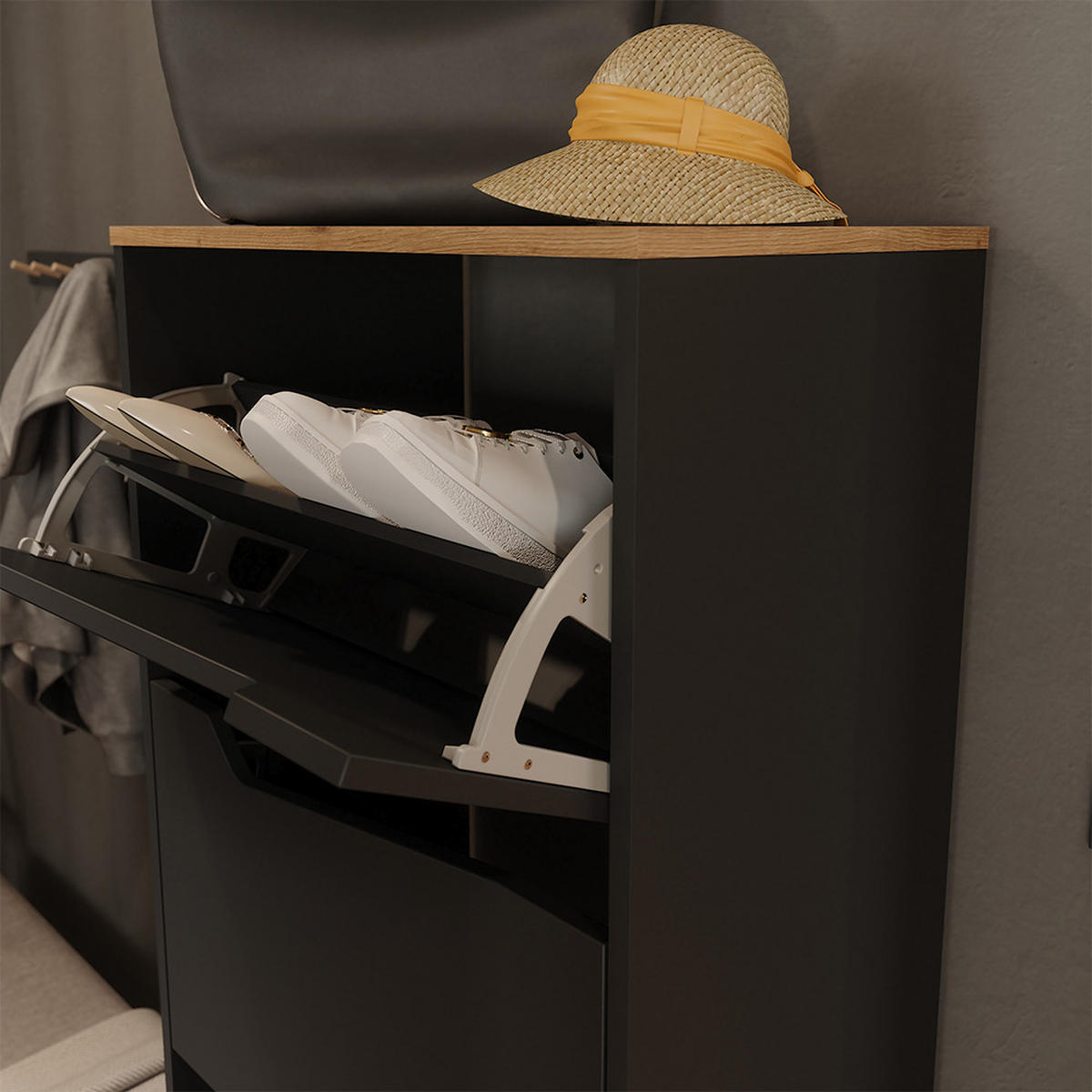 BOTNÍK NA BOTY Marelle Antracit/Artisan - světle šedá/antracitová, kompozitní dřevo (60/167.4/38cm) - Vicco