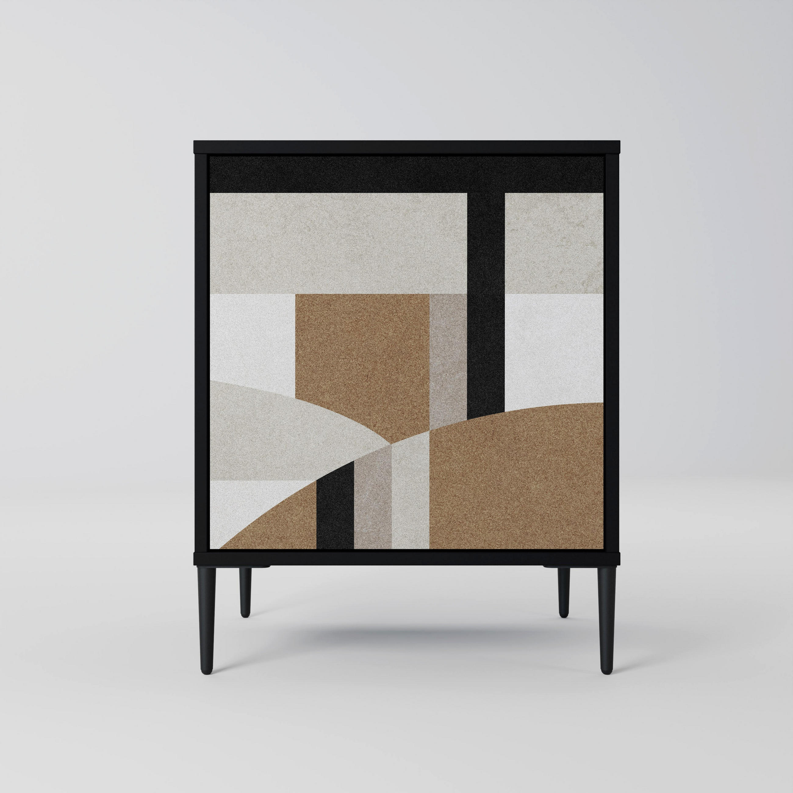 SIDEBOARD DELICATE MEMENTO, Schwarz, 57,5x42x72,5 cm, Schwarze Metallfüße - Multicolor/Schwarz, Holzwerkstoff/Metall (57.5/72.5/42cm) - SpaceRebels