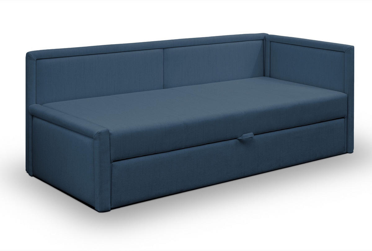 JUGENDBETT Caprili Dunkelblau ausziehbar für 2 Personen - Schwarz/Dunkelblau, Holz/Textil (82/189cm) - Selsey