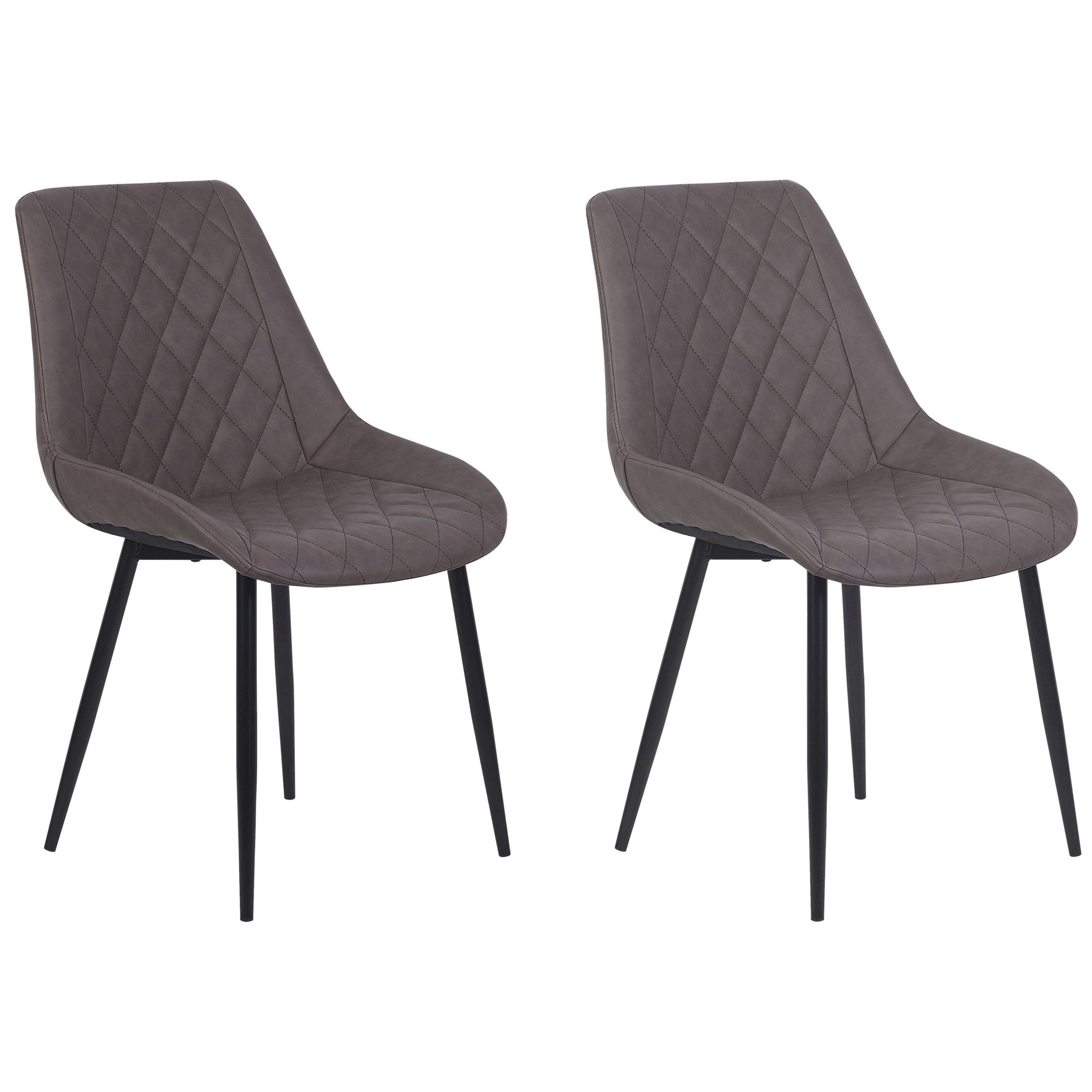 ESSZIMMERSTUHL 2er-Set Kunstleder Dunkelbraun Maribel - Braun, Textil/Metall (52/85/61cm) - Beliani