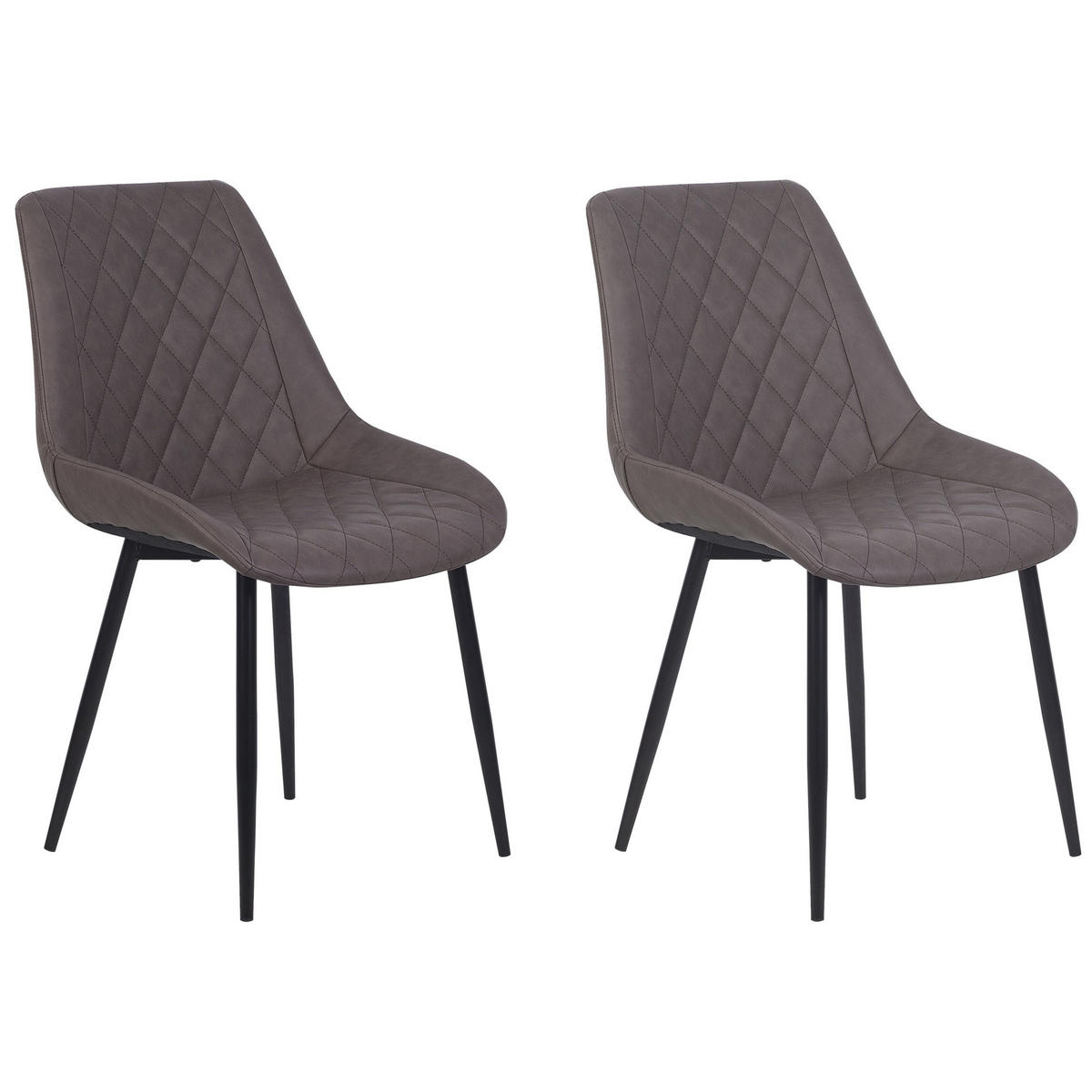 ESSZIMMERSTUHL 2er-Set Kunstleder Dunkelbraun Maribel - Braun, Textil/Metall (52/85/61cm) - Beliani
