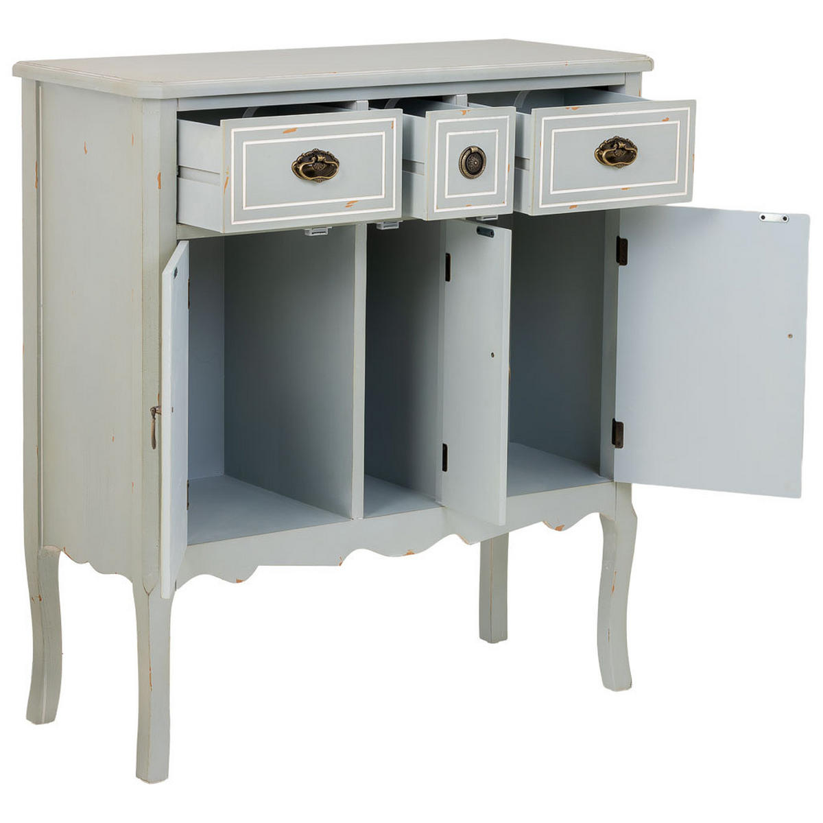 HOLZ-SIDEBOARD mit 3 schubladen und 3 türen 90x38x98 cm - Weiß, Holz (90/9/38cm) - Wanderlust