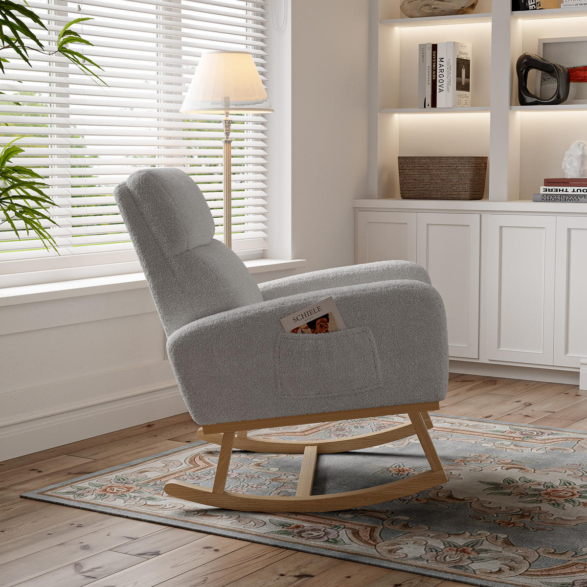 SCHAUKELSTUHL Hellgrau für Wohnzimmer und Garten - Grau, Holz/Textil (69/87/79cm) - PARAFTA HOME