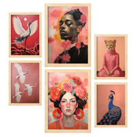 POSTER Set Mit 6 Natürliche Rose In Vielseitiger A3 & A4 Rahmen Aus Hellem Holz - Beige, Papier (29/3cm) - Nacnic