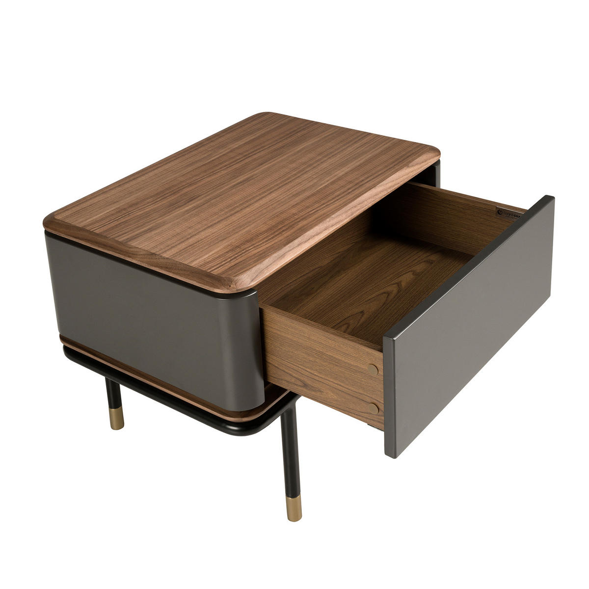 NACHTSCHRANK Rechteckig Dunkelgrau Walnuss Gold 60/45/50 - Dunkelgrau, Holzwerkstoff (60/50/45cm) - ANGEL CERDA