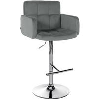 BARHOCKER Samt Grau - Chromfarben/Grau, Textil/Metall (60/93/56cm) - CLP