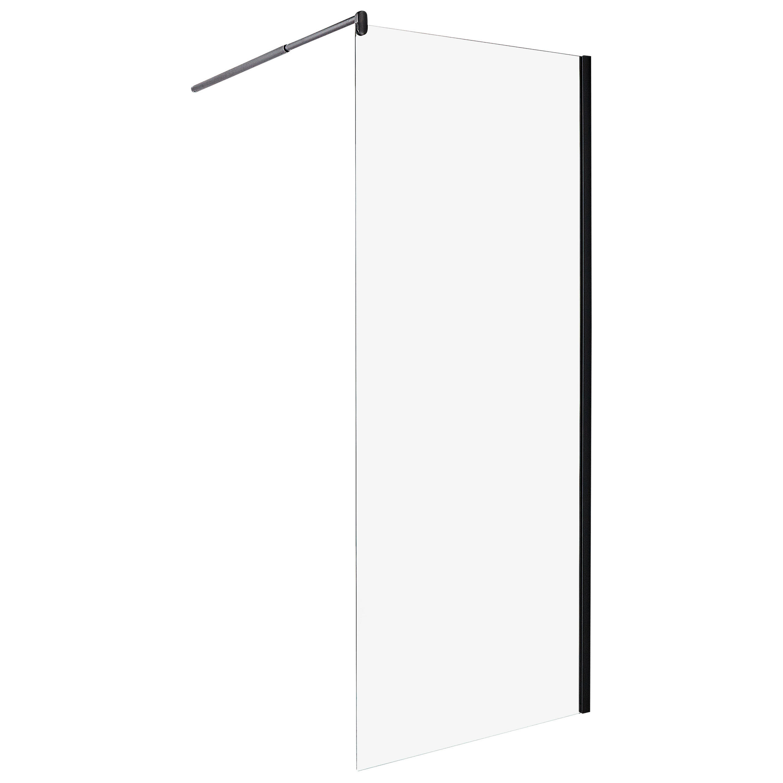 DUSCHWAND 80/190 cm Schwarz Ahaus - Transparent/Schwarz, Glas (80/190cm) - Beliani
