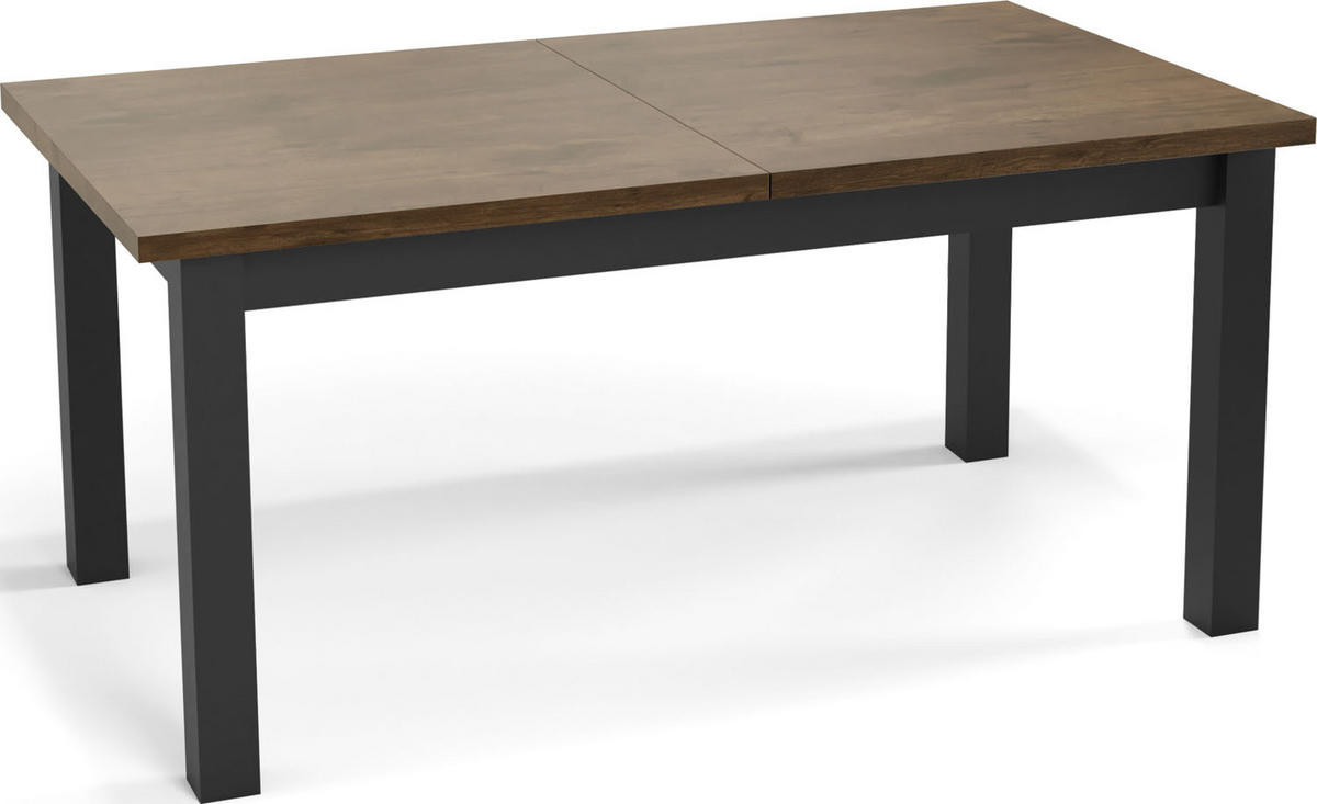 ESSTISCH Davidof rechteckig ausziehbar, Lefkas Eiche 160-240/90/76 cm - Alteiche/Schwarz, Holz/Holzwerkstoff (160/90/76cm) - WFL GROUP