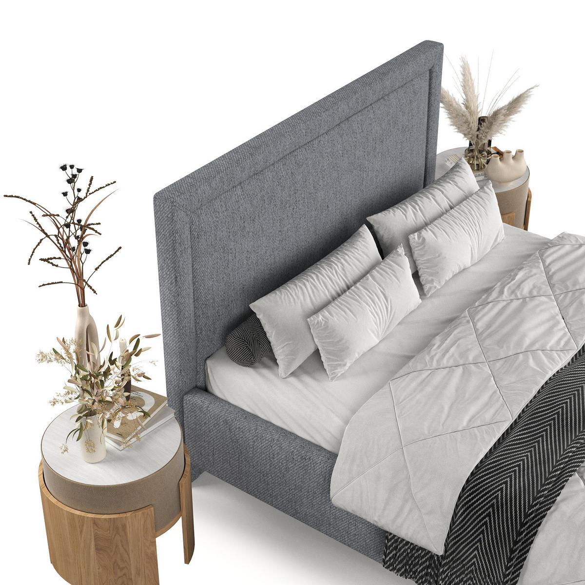 POLSTERBETT Vega 140/200 cm Grau im Neve Stoff - Naturfarben/Grau, Holz/Holzwerkstoff (140/200cm) - AltaBeds