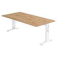 SCHREIBTISCH Serie-O 100/200/74 cm in Wildeiche/Weiß - Wildeiche/Weiß, Holzwerkstoff (100/200/74cm) - bümö