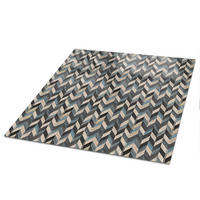 TISCHPLATTE 50x50 cm – Chevron-Muster - Braun, Glas (50/50/0.4cm) - Wallfluent