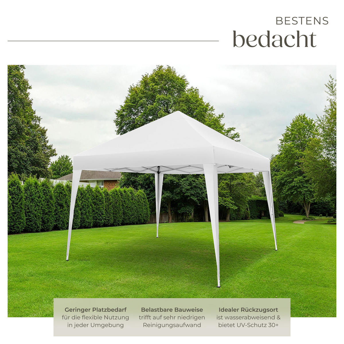 PAVILLON Linosa,inklusive Spannseile, Heringe und Tragetasche,weiß - Weiß, Kunststoff (300/255/300cm) - tectake
