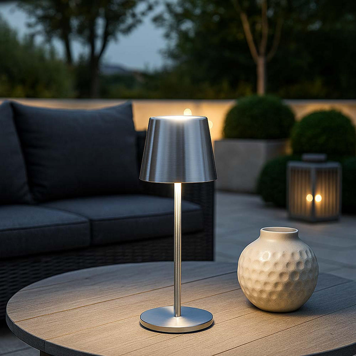 LED TISCHLEUCHTE Metall Silber - Silberfarben, Metall (8.5/8.5/28cm) - Globo Lighting