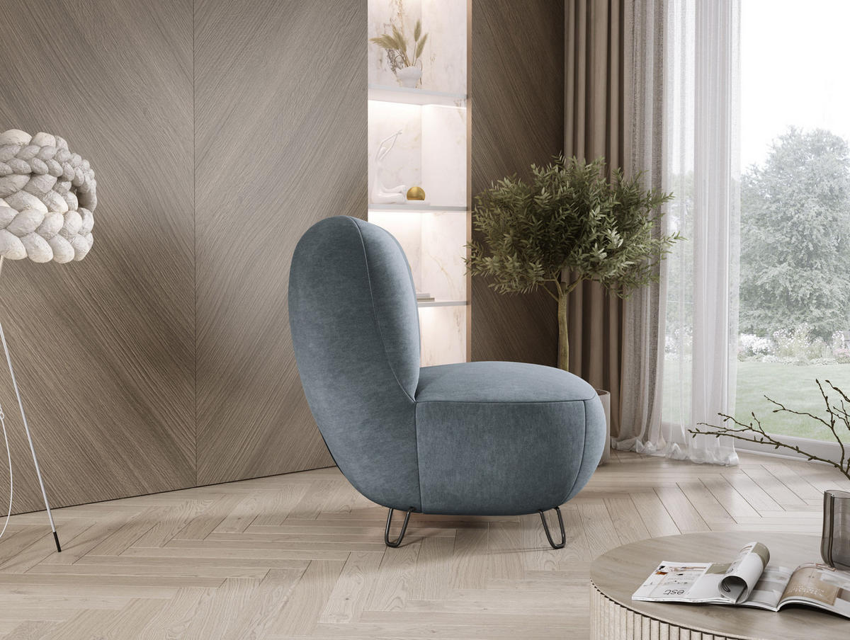 SESSEL LUIS, Skandinavischer Stil – Freistehend, 82×56×82 cm, NAVY - Blaugrau/Schwarz, Holz/Textil (82/82/66cm) - DomoHome