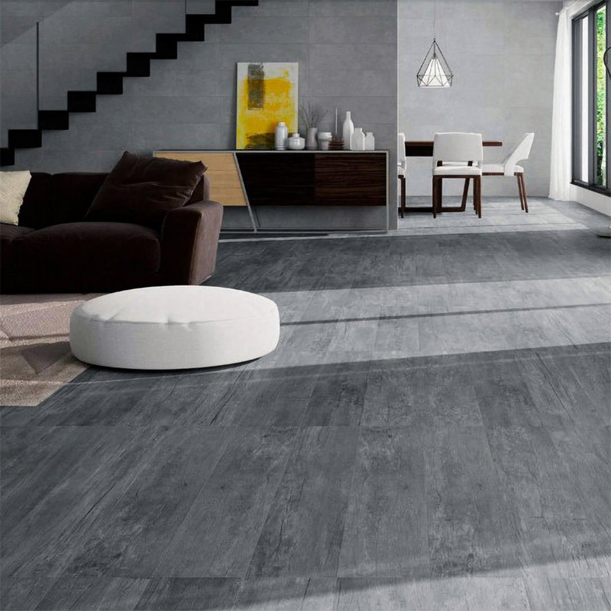 VINYLBODEN 5m²/36-TLG. selbstklebend PVC - Dunkelgrau, Kunststoff (0.2/91.5/15.2cm) - Livingandhome