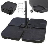 SCHIRMGEWICHTE Schwarz 4er-Set Kunststoff 50x50 cm - Schwarz, Kunststoff/Metall (50/7.5/50cm) - Relaxdays