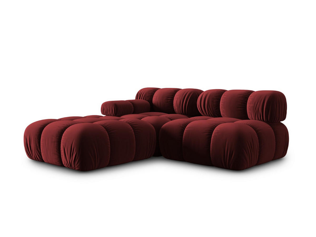 MODULARES-SOFA rechts Bellis aus Samt dunkelrot 4 Sitzplätze - Dunkelrot, Textil (94/63/282cm) - Micadoni