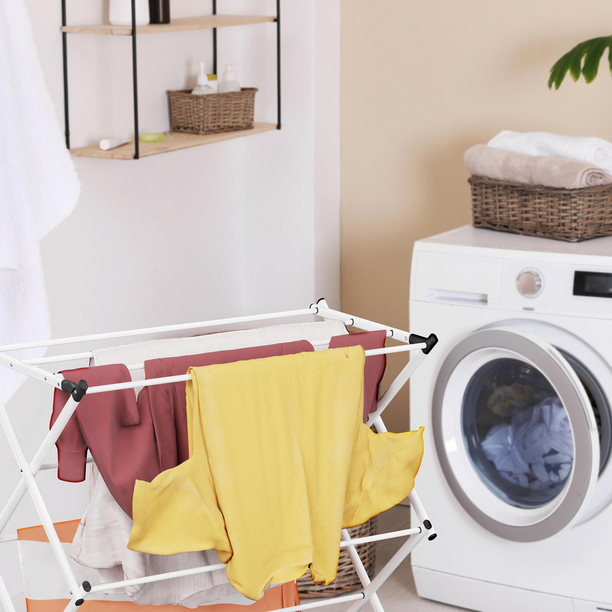 STOJAN na sušenie - biela, kov/plast (73/104/38cm) - Relaxdays