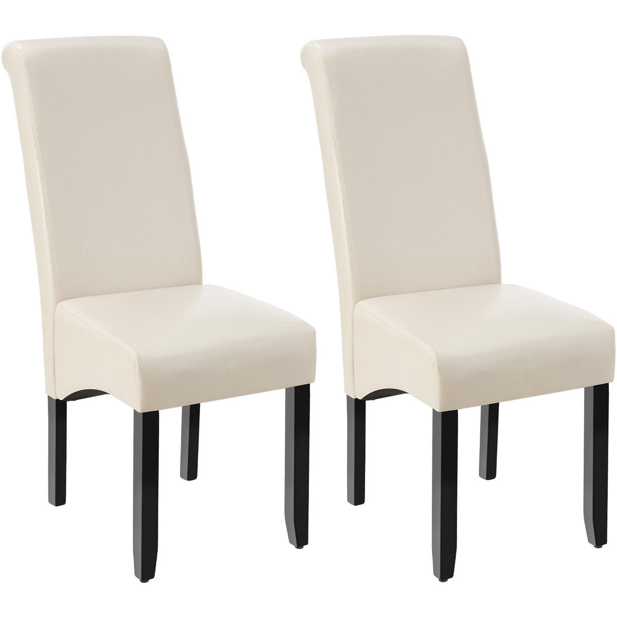 ESSZIMMERSTUHL 2er Set 44 x 63 x 106 cm creme - Creme, Textil (44/106/45cm) - tectake