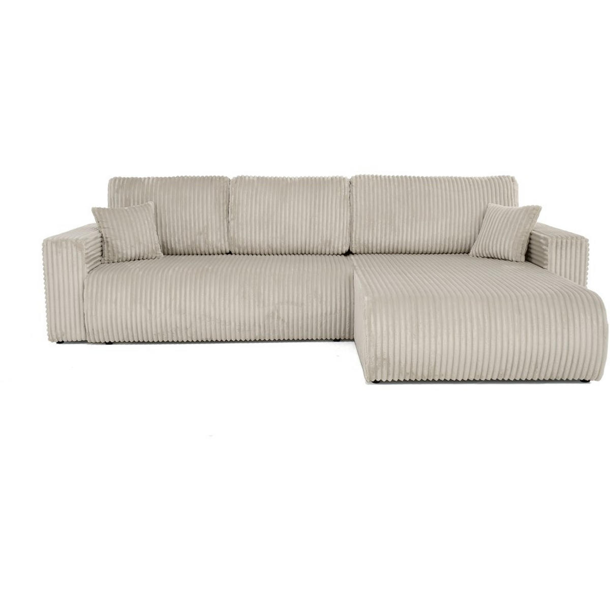 ECKSCHLAFSOFA Porto mit universelle Ottomane, Beige - Beige/Schwarz, Textil (288/190cm) - Beautysofa