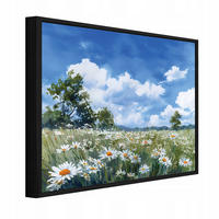 BILDER mit Rahmen Blumen Wiese Blau 100x70 cm - Multicolor, Holzwerkstoff (100/70cm) - Wallarena