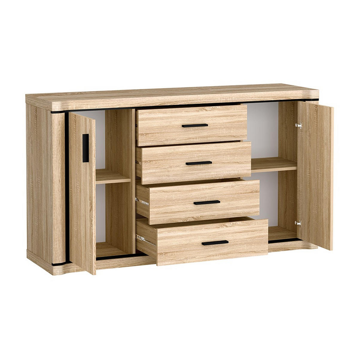 KOMMODE Dallas D-1 157 x 91 x 45 cm Eiche Sonoma - Sonoma Eiche, Holzwerkstoff/Kunststoff (157/91/45cm) - Koseto