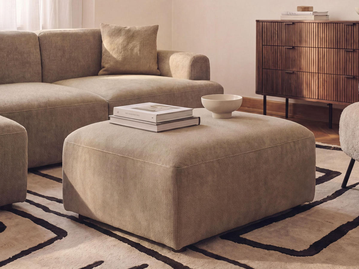 OTTOMANE Stoff Braun Hede - Braun, Textil (91/41/61cm) - Beliani