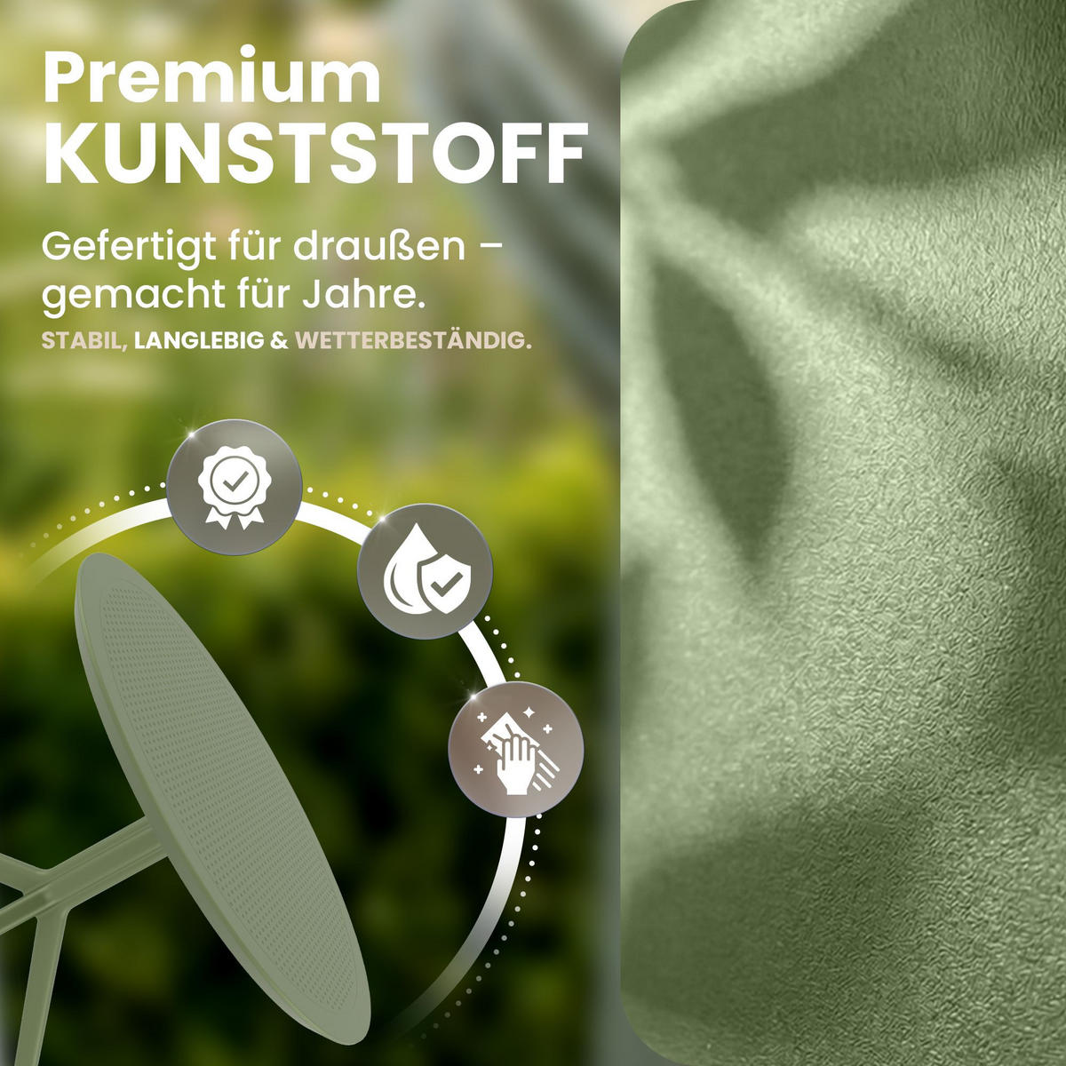 GARTENTISCH rund Ø105 cm Kunststoff Oliv - Olivgrün, Kunststoff (105/105/74cm) - CLP