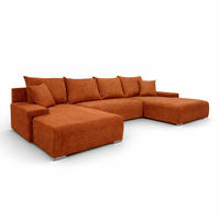 ECKSOFA U-Form Livorno Schlaffunktion Cord-Stoff Kupfer - Chromfarben/Schwarz, Holz/Kunststoff (348/93/188cm) - Kaiser Möbel