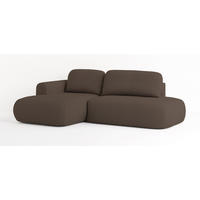 ECKSOFA NUVIRA L-S Braun Geflochtener Stoff mit Schlaffunktion - Braun, Holz (274/165cm) - MASSENO